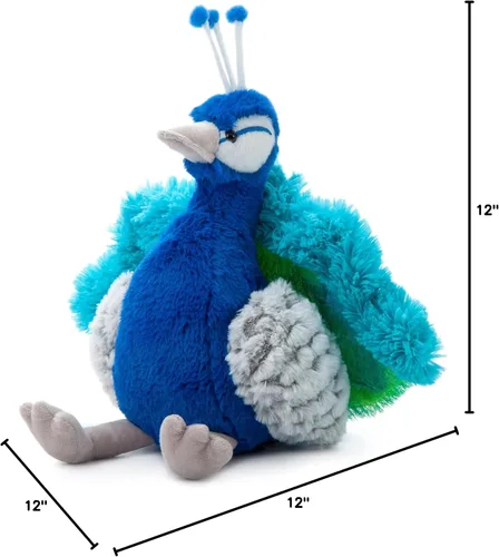 Vista 6 de The Petting Zoo Peluche de pavo real, regalos para niños, animales salvajes del zoológico Onez, juguete de peluche de pavo real de 12 pulgadas