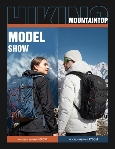 Vista 8 de MOUNTAINTOP Mochila de senderismo de 18L, mochila ligera para exteriores Negro-18L