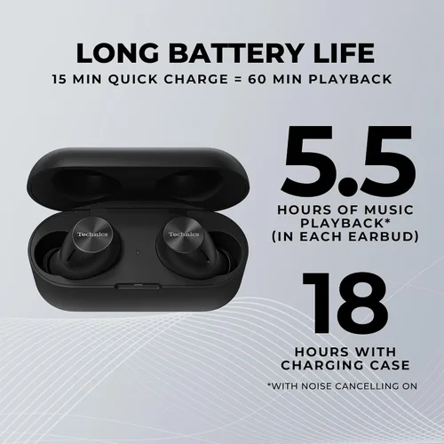Vista 6 de Technics Auriculares Inalámbricos Bluetooth HiFi True Wireless Multipoint Earbuds II, Cancelación Activa de Ruido, Conectividad Multipunto de 3