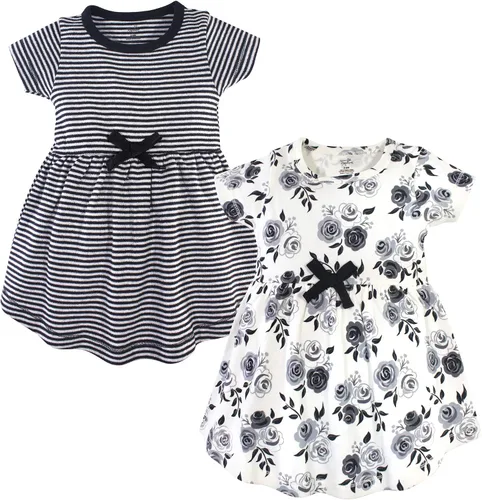 Vista 5 de Touched by Nature - Vestidos de manga corta y manga larga de algodón orgánico para niñas pequeñas, bebés y mujeres Manga larga con flores abstractas
