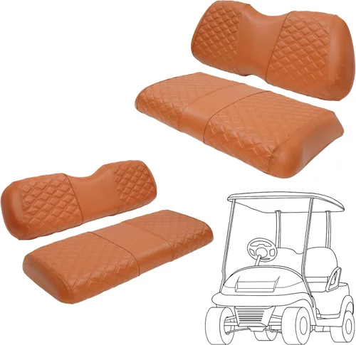 Vista 36 de Fundas de Asiento de Carrito de Golf Delanteras y Traseras Impermeables y Resistentes al Sol de Cuero Vinílico de Grado Marino Accesorios de Negro