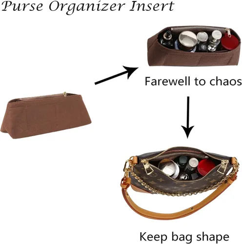 Vista 5 de Doxo Organizador de bolso para bolsas LV Boulogne, inserto de bolsa de mano con cremalleras, múltiples bolsillos divisores moldeadores de bolsos