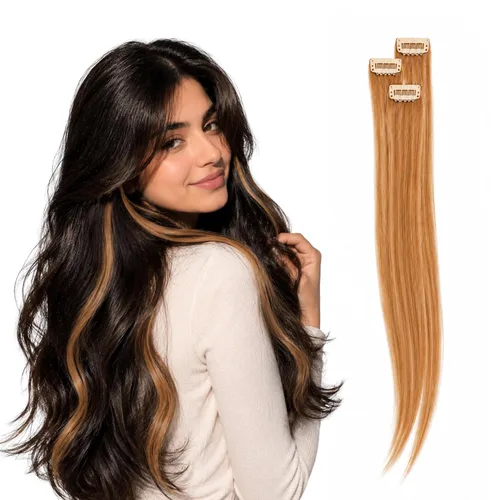Vista 18 de WIGI 3 clips de cabello humano con reflejos, champán de 24 pulgadas #18A/60 Champaign Highlight