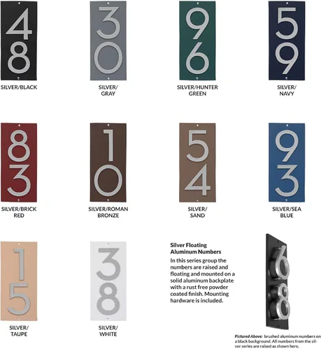 Vista 5 de Montague Metal Products Placa de dirección vertical de 6 pulgadas flotante con números de casa, aluminio, fácil de instalar, vertical, 2 dígitos
