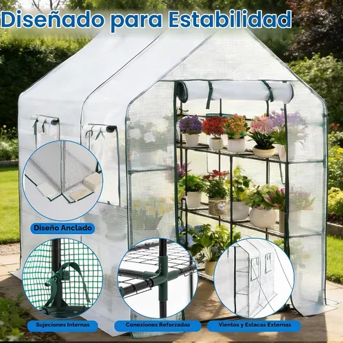 Vista 4 de SUNGIFT - Invernadero para exteriores, blanco, 56 x 85 x 77 pulgadas