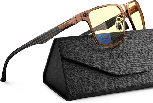 Vista 33 de ANYLUV Blue Light Glasses Men, Carbon Fiber Working Blue Light Blocking Glasses Relieve Eyestrain for Men Women