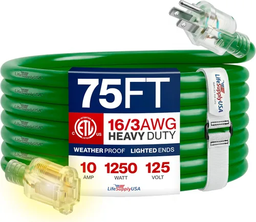 Vista 65 de Cable de extensión de 3 pies para exteriores/interiores, calibre 10/3, ultra resistente, SJTW, resistente al agua, certificación ETL, cable