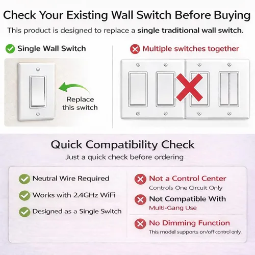 Vista 6 de LANBON Interruptor de luz inteligente, 1/2/3 bandas, 3 vías para toda la casa, panel mágico LCD de malla WiFi nunca estará desconectado, interruptor