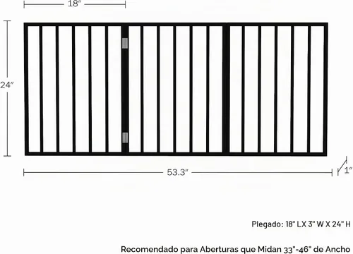 Vista 6 de Puerta para mascotas - Valla plegable de 3 paneles para perros de interior para escaleras, pasillos o puertas - Vallas para perros de madera Negro