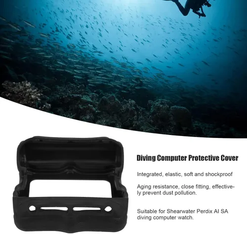 Vista 4 de Astibym Cubierta protectora de silicona de buceo, para Shearwater Perdix Ai Sa Reloj de computadora de buceo (negro)