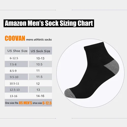 Vista 7 de COOVAN 12 Pairs Mens Cushion Ankle Socks Men 12 Pack Low Cut Comfort Breathable Casual Socks