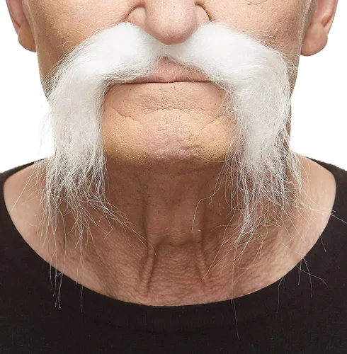 Vista 11 de Mustaches Self-Adhesive Fake Mustache, Synthetic Fur Costume Accessory Set Arqueólogo gris con blanco
