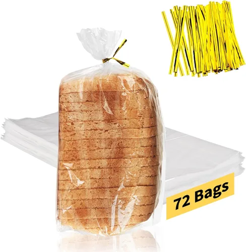 Vista 10 de Bolsas de pan con lazos, 100 bolsas de pan transparentes para pan casero y 100 lazos, bolsas de pan ajustables reutilizables de plástico, bolsas