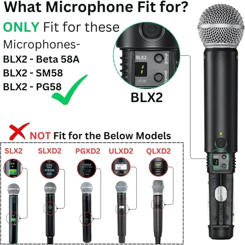 Vista 2 de Cubierta de batería brillante compatible con Shure BLX2 / BLX288 - SM58 / Beta 58 /Beta 87 carcasa de micrófono inalámbrico tapa de cuerpo