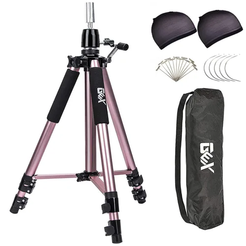 Vista 9 de GEXWORLDWIDE GEX - Soporte de trípode de maniquí resistente de 63 pulgadas para peluca, práctica de entrenamiento de cosmetología, cabeza de Negro