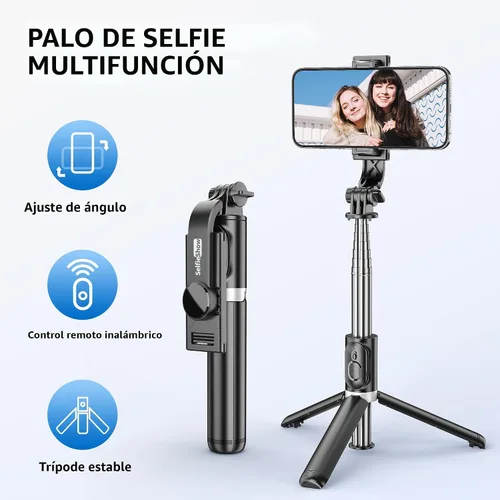 Vista 2 de Trípode para selfie, todo en uno, extensible y portátil, para iPhone, con control remoto inalámbrico, compatible con iPhone 17, 16, 15, 14, 13, 12