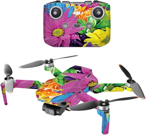 Vista 18 de MightySkins - Compatible con DJI Mini 2 Dron portátil - Blue Petals Funda protectora de vinilo duradera y única Fácil de aplicar, quitar