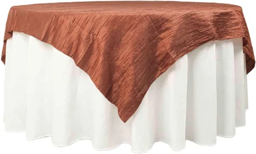 Vista 15 de Efavormart - Mantel cuadrado de tafetán arrugado de acordeón beige de 72 x 72 pulgadas