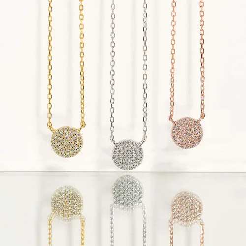 Vista 6 de A+O Collar de la amistad - Collar con circonita cúbica en oro, oro rosa, plata de ley