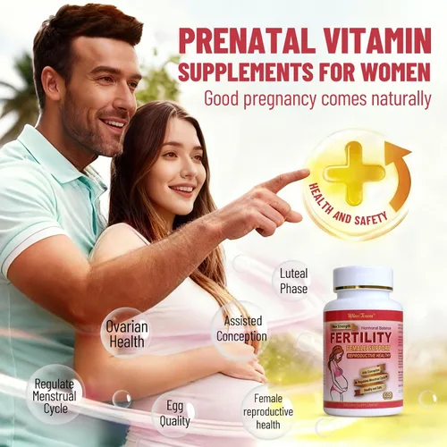 Vista 2 de Tabletas de fertilidad - Vitamina prenatal para mujeres, 60 unidades Apoyando el equilibrio hormonal, salud reproductiva, ovulación y concepción
