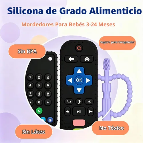 Vista 3 de ZOEDO Juguetes de Dentición para Bebés, Juguetes de Dentición en Forma de Control Remoto, Mordedor de Celular para Bebés, Juguete para Morder