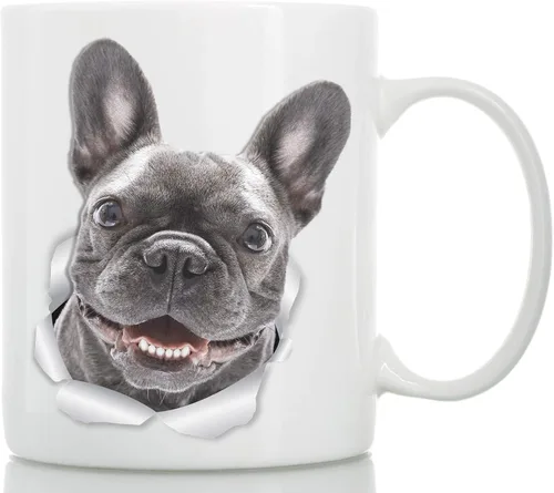 Vista 13 de Taza negra de bulldog francés – Taza de café divertida de cerámica – Regalo perfecto de bulldog francés – Bonita taza de café novedosa – Gran