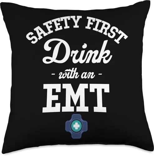 Vista 4 de Funny EMT First Aid Ambulatory Service CPR Safety Drink with an EMT First Aid Ambulatory CPR Throw Pillow, 16x16, Multicolor
