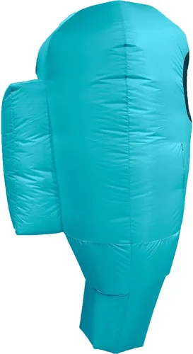 Vista 3 de Party City Disfraz inflable de impostor cian para niños, tamaño estándar de hasta 4 pies y 9 pulgadas, talla única para la mayoría, Among Us