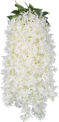 Vista 12 de RECUTMS Guirnalda de flores artificiales de seda lila, moradas, 8 unidades Morado