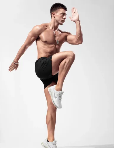 Vista 3 de GYMAPE Hombres Culturismo Gimnasio Entrenamiento 5 pulgadas Deportes Correr Fitness Shorts