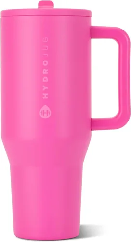 Vista 23 de HydroJug Traveler - Botella de agua de 40 onzas con asa y pajita abatible - Cabe en portavasos, vaso resistente a fugas - Reutilizable, aislado