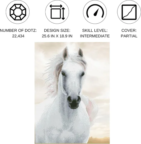 Vista 2 de DIAMOND DOTZ Imperial Stallion - Kits de pintura de diamantes para adultos, kit de arte de diamante, un relajante kit de manualidades creativo