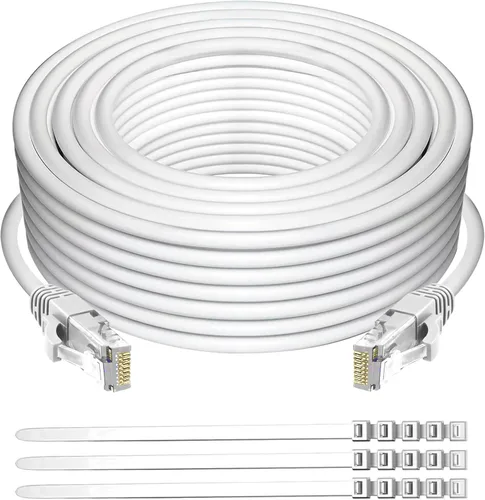 Vista 9 de Adoreen Cable Ethernet Cat 6 de 15 pies, negro, para exteriores e interiores, cable de red RJ45 largo redondo y sin enganches, POE, cable