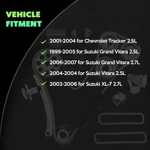 Vista 3 de SCITOO Kit de cadena de distribución para 2001 2004 TK8010M389 para Chevy Tracker para Suzuki Grand Vitara XL-7 2.5L 2.7L