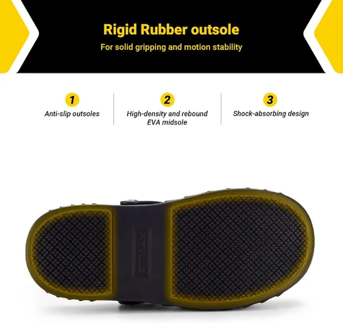 Vista 3 de FitVille Zuecos de Chef Ancho para Hombres Antideslizantes Zapatos de Trabajo de Cocina Antideslizantes para Servicio de Alimentos Impermeables