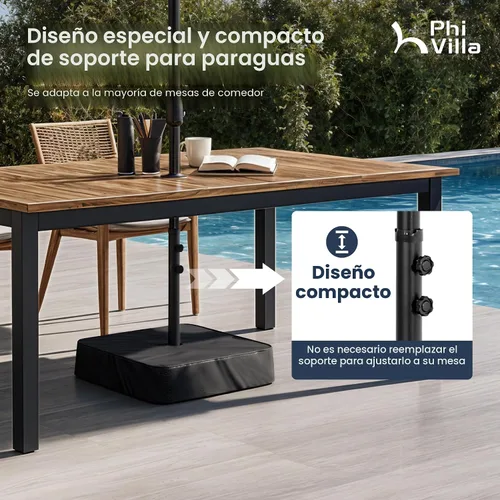 Vista 6 de PHI VILLA Sombrilla grande de 15 pies para patio con base incluida, sombrilla de doble cara rectangular para exteriores de gran tamaño con soporte