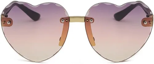 Vista 2 de JINHUIBBA Gafas de sol con forma de corazón para niñas y niños, sin marco, gafas de sol transparentes con forma de corazón, bonitas gafas