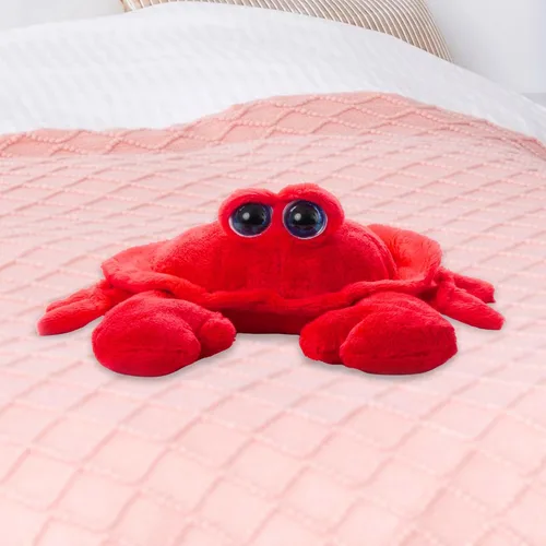 Vista 5 de The Petting Zoo Peluche de cangrejo, regalos para niños, animales del océano de ojos brillantes, juguete de peluche de cangrejo rojo de 9 pulgadas