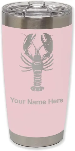 Vista 21 de LaserGram Vaso aislado al vacío de 20 onzas, langosta, grabado personalizado incluido (negro)