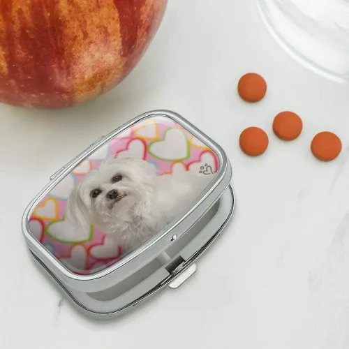 Vista 2 de Píldora rectangular con corazones de perro maltés