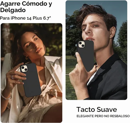 Vista 2 de Funda de silicona diseñada para iPhone 14 Plus, con 2 protectores de pantalla, funda protectora de cuerpo completo a prueba de golpes, funda delgada