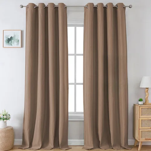 Vista 13 de H.VERSAILTEX Cortinas opacas de lino de 45 pulgadas de largo para dormitorio/sala de estar con aislamiento térmico con ojales, cortinas de lino