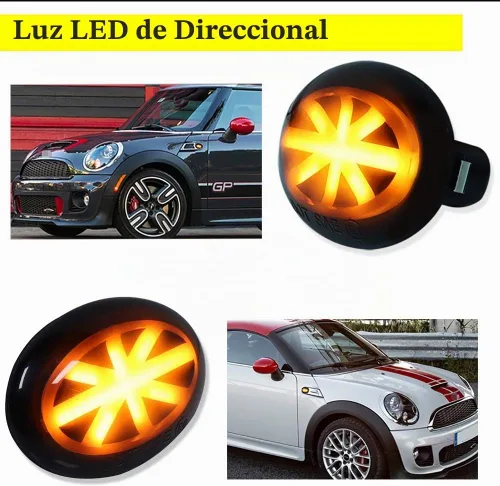 Vista 4 de Lente ahumada ámbar Union Jack logo LED Fender Side Marker Luces intermitentes compatibles para Gen2 R55 R56 R57 R58 R59 MINI Cooper