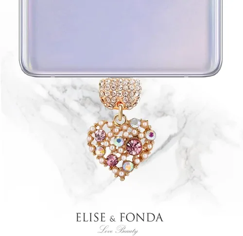 Vista 4 de ELISE & FONDA TP199 Tipo-C Puerto de carga USB Crystal Anti Dust Plug Little Love Heart Cell Phone Charm para Samsung/OnePlus/Xiaomi/oppo Teléfono