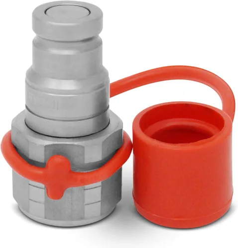 Vista 4 de Summit Hydraulics Juego de acoplador hidráulico de conexión rápida de cara plana de 3/8 pulgadas con tapas antipolvo, rosca NPT de 3/8