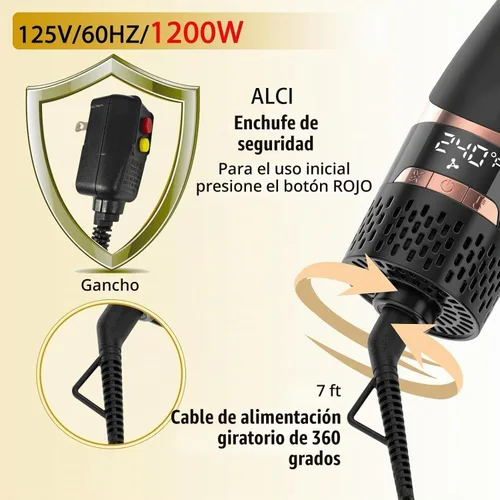 Vista 7 de Nicebay Cepillo secador de pelo, cepillo secador de pelo para mujer, estilo rápido, cepillo de soplado de un solo paso con pantalla