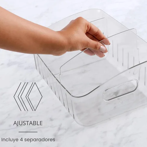 Vista 2 de YouCopia FreezeUp - Contenedor para congelador de 12 pulgadas, organizador de refrigerador sin BPA con divisores ajustables y asa para alimentos