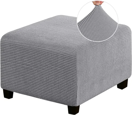 Vista 13 de Funda Otomana Elástica Fundas para Otomana Cuadradas para Sala de Estar Taburete Reposapiés Fundas Elásticas para Adaptarse al Reposapiés Otomano