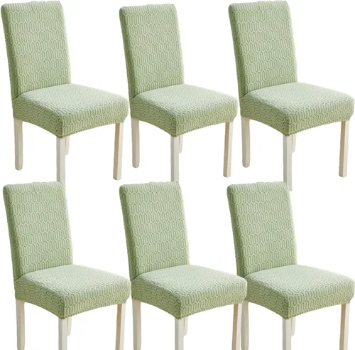 Vista 22 de Juego de 6 fundas elásticas para sillas – Fundas extraíbles para sillas de comedor, fundas protectoras de terciopelo lavables a prueba de polvo