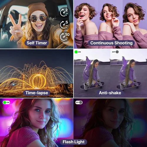 Vista 13 de Cámaras digitales 8K para fotografía con WiFi, cámara de vlogging de 88MP con enfoque automático para YouTube con lente dual, cámara de apuntar